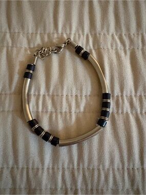 Unbranded Black and Silver Curved Tube Bracelet for Women
